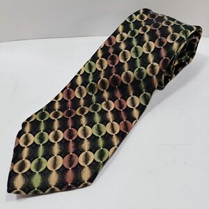 Van Heusen Men's Neck Tie Multicolor Metallic Geometric 100% Silk Made in China